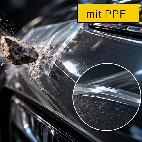 Steinschlag auf PPF-Folie